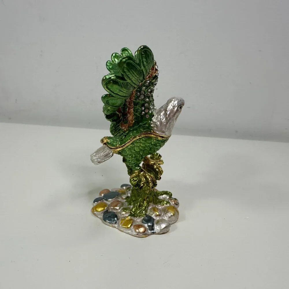 Millwood Pines Austrian Crystal Enamelled American Bauld Eagle Trinket Box